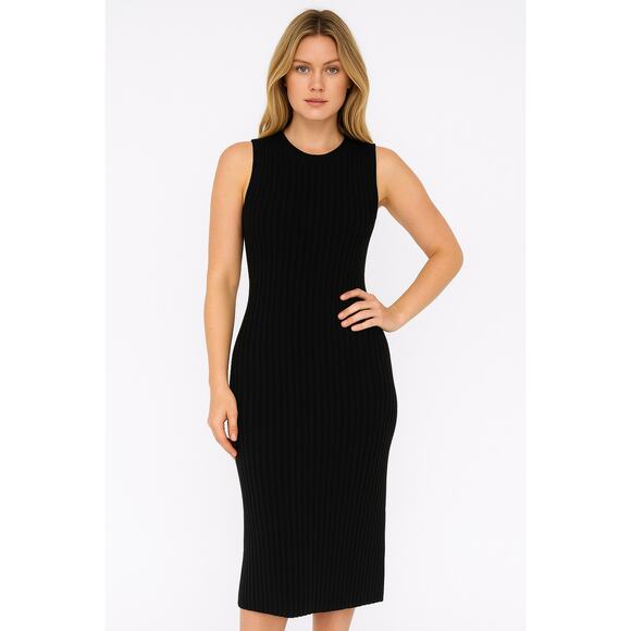 C by Bloomingdale’s 100% Cashmere Ribbed Tank Dress in Black - Picture 1 of 10